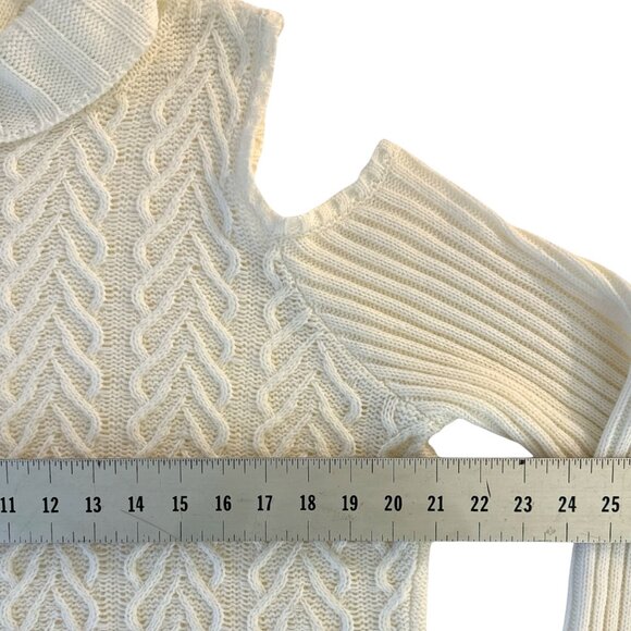 Cold Shoulder Creme Cable Knit Cowl Neck Wms Sz 20 XXL - Picture 7 of 9